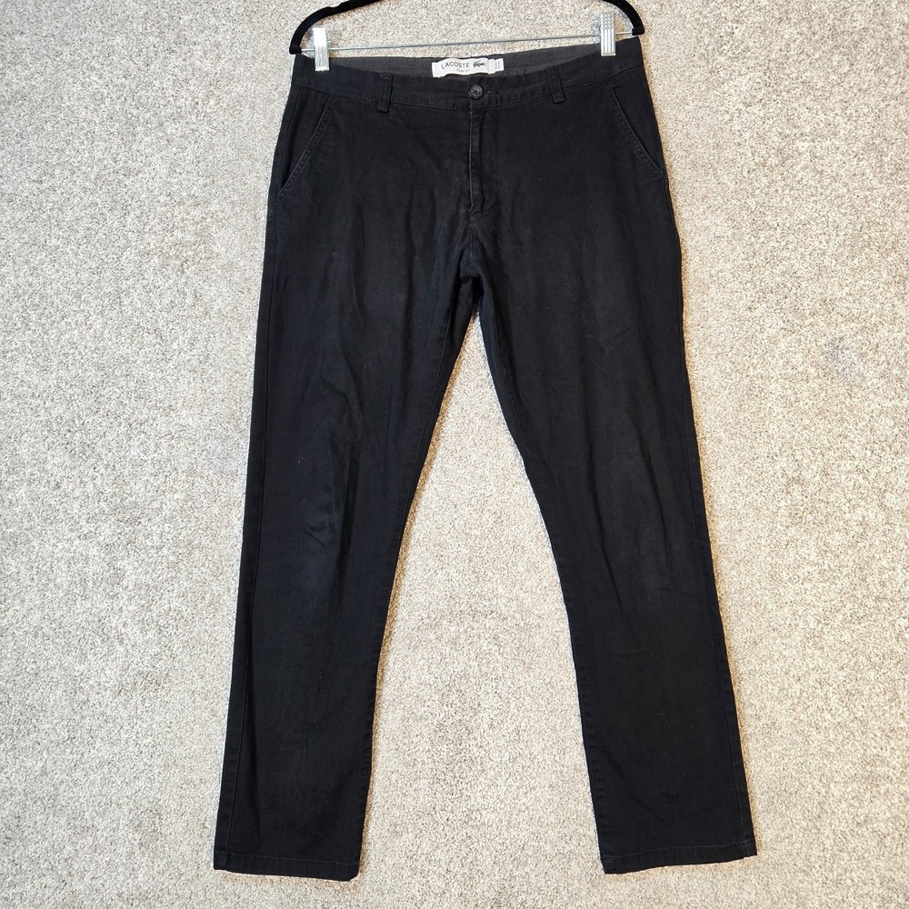 Lacoste slim fit chino pants Men's 32x30 (fit 32x28) black cotton stretch
